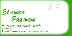 elemer pazman business card